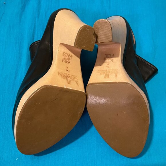 Belle By Sigerson Morrison Black Leather Wood Sole Platform Ankle Boots Size 39 - Picture 4 of 10